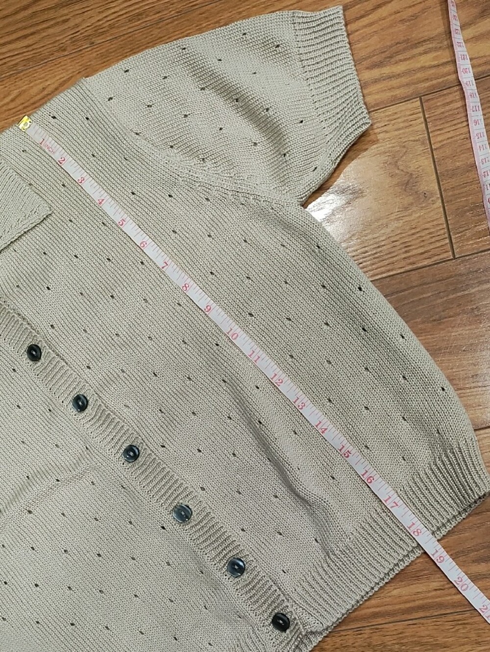 Ballinger Gold Cream Short-Sleeve Button-Up Knit Sweater - Picture 7 of 9